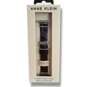 NEW Anne Klein Soho Collection Black Leather Strap Apple Watch 38/40/42mm
